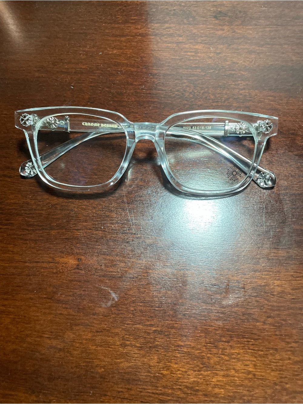 Chrome Hearts Clear and Silver Floral Accent Eyeglasses